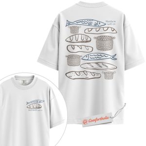 Alternative view of Loaves and Fishes Shirt, Matthew 14:13-21 Bible Verse Shirt, Christian Shirt, Faith Shirt, Religious Graphic Shirt, Comfort Colors Shirt 2-Sided