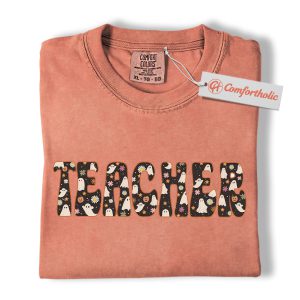 Alternative view of Halloween Teacher Shirt, Cute Ghost Floral T-Shirt, Spooky Fall Classroom Graphic Tee, Fun October Gift for Educators, Teacher Comfort Colors Shirt