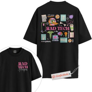 Personalized Rad Tech Shirt, Custom Radiologic Technologist T-Shirt, Cute X-Ray CT MRI Graphic Tee, Funny Radiology Comfort Colors Shirt 2-Sided