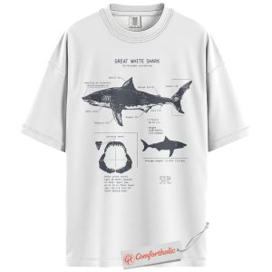 Alternative view of Great White Shark Shirt, Educational Marine Biology T-Shirt, Anatomical Ocean Animal Graphic Tee, Gift for Shark Lovers, Sea Life Comfort Colors Shirt