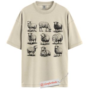 Vintage Sheep Shirt, Retro Farm Animal Shirt, Country Livestock Illustration Shirt, Rustic Shepherd Gift, Comfort Colors Shirt
