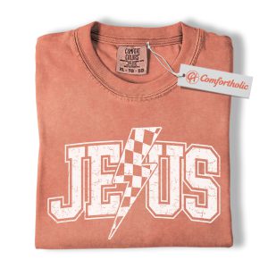 Jesus Lightning Bolt Shirt, Christian Shirt, Vintage Faith-Based Distressed Shirt, Bold Statement Jesus Shirt, Religious Comfort Colors Tee
