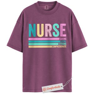 Colorful Nurse Shirt, Retro Nurse Appreciation T-Shirt, Cute RN Graphic Tee, Healthcare Worker Comfort Colors Shirt