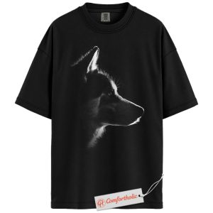 Siberian Husky Shirt, Dog Portrait Silhouette T-Shirt, Husky Lover Tee, Minimal Pet Comfort Colors Shirt