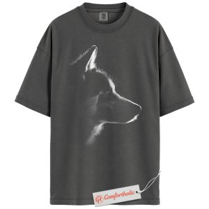 Alternative view of Siberian Husky Shirt, Dog Portrait Silhouette T-Shirt, Husky Lover Tee, Minimal Pet Comfort Colors Shirt
