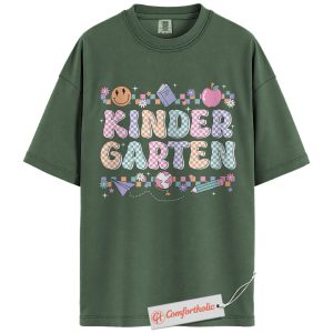 Kindergarten Teacher Shirt, Cute Back to School T-Shirt, Colorful Preschool Graphic Tee, Education Comfort Colors Shirt