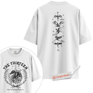 Alternative view of Throne of Glass Shirt, The Thirteen T-Shirt, Bookish Dragon Fantasy Graphic Tee, Gift for Fantasy Readers, Dark Academia Comfort Colors Shirt 2-Sided
