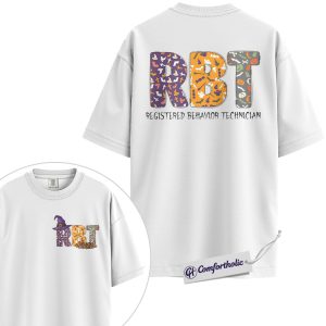 Alternative view of Custom RBT Halloween Shirt, Personalized Registered Behavior Technician T-Shirt with Name, Spooky Occupational Graphic Tee, Cute Work Fall Gift, Halloween Comfort Colors Shirt 2-Sided