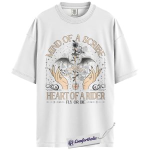Alternative view of Mind of a Scribe Heart of a Rider Shirt, Fourth Wing Shirt, Dragon Rider Tee, Fly or Die Graphic T-Shirt, Fantasy Bookish Comfort Colors Shirt
