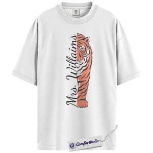 Alternative view of Personalized Name Mrs. Tiger Shirt, Custom Teacher T-Shirt, School Spirit Tee, Animal Print Graphic Top, Back to School Gift, Educator Comfort Colors Shirt