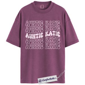 Personalized Auntie Shirt, Custom Name Retro Aunt T-Shirt, Cute Family Women’s Tee, Gift for Aunts, Vintage Auntie Comfort Colors Shirt