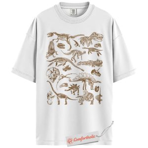 Alternative view of Dinosaur Fossil Skeleton Shirt, Vintage Paleontology T-Shirt, Prehistoric Science Graphic Tee, Dino Lovers Comfort Colors Shirt