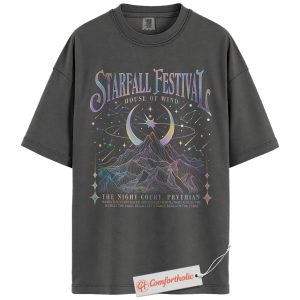 Alternative view of Starfall Festival Shirt, ACOTAR Night Court T-Shirt, House of Wind Bookish Graphic Tee, Fantasy Reader Comfort Colors Shirt