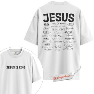Alternative view of Jesus Is King Shirt, Christian Bible Verse T-Shirt, Religious Faith Graphic Tee, Worship God Comfort Colors Shirt 2-Sided