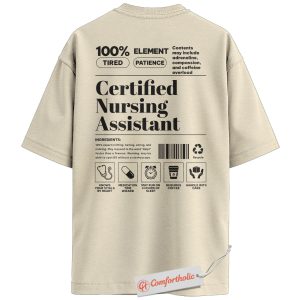 Certified Nursing Assistant Shirt, Funny CNA Nutrition Facts T-Shirt, Healthcare Worker Graphic Tee, Cute CNA Comfort Colors Back Print Shirt