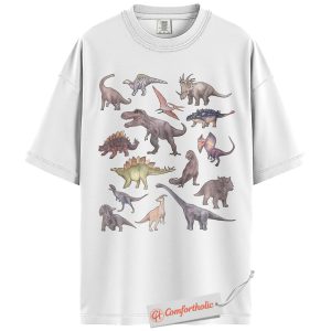 Alternative view of Dinosaur Shirt, Prehistoric Animal T-Shirt, Cute Jurassic Graphic Tee, Dino Lover Comfort Colors Shirt
