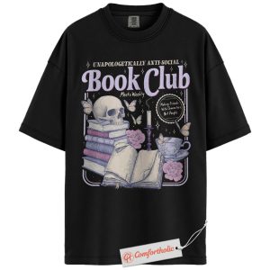 Anti-Social Book Club Shirt, Gothic Reading T-Shirt, Vintage Book Lover Graphic Tee, Dark Academia Aesthetic Comfort Colors Shirt