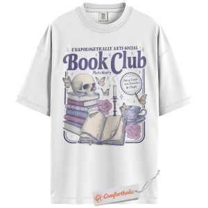 Alternative view of Anti-Social Book Club Shirt, Gothic Reading T-Shirt, Vintage Book Lover Graphic Tee, Dark Academia Aesthetic Comfort Colors Shirt