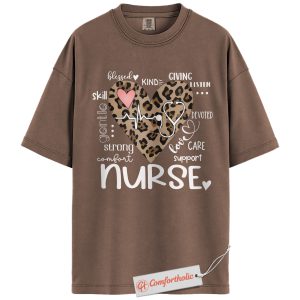 Leopard Heart Nurse Shirt, Cute Animal Print T-Shirt, Stethoscope Graphic Tee, Nursing Appreciation Gift, Medical Comfort Colors Shirt