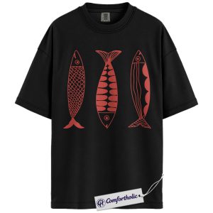 Retro Sardines Shirt, Tinned Fish T-Shirt, Vintage Fisherman Graphic Tee, Coastal Aesthetic Top, Y2K Fishing Comfort Colors Shirt
