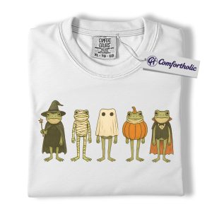 Alternative view of Halloween Frog Shirt, Funny Witch Ghost Pumpkin Frog T-Shirt, Cute Spooky Animal Graphic Tee, Amphibian Lover Fall Gift, Comfort Colors Shirt