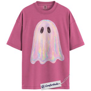 Pastel Ghost Shirt, Cute Rainbow Halloween T-Shirt, Aesthetic Spooky Season Tee, Kawaii Ghost Graphic Top, Halloween Comfort Colors Shirt