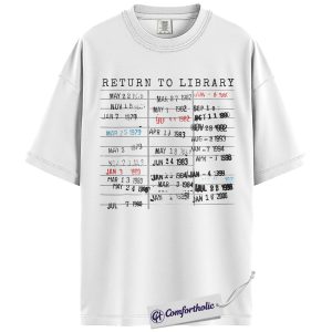 Alternative view of Return to Library Shirt, Vintage Due Date Stamp T-Shirt, Retro Book Lover Tee, Funny Librarian Graphic Top, Bookish Comfort Colors Shirt