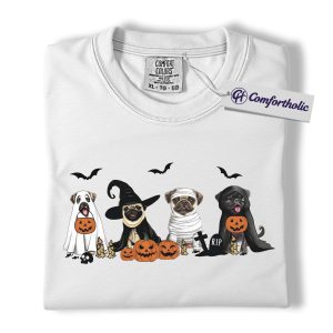 Alternative view of Pug Halloween Shirt, Funny Dog Lover T-Shirt, Spooky Puppy Costume Tee, Cute Pet Parent Fall Graphic Top, Pug Lover Comfort Colors Shirt