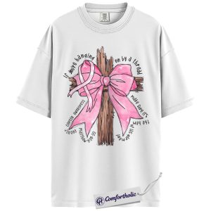 Alternative view of Breast Cancer Awareness Shirt, Christian Pink Ribbon Cross T-Shirt, Faith Bible Verse Graphic Tee, Support Gift for Women, Faith-Based Comfort Colors Shirt