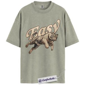 Alternative view of Easy Tiger Shirt, Vintage Retro Tiger T-Shirt, Cool Animal Graphic Tee, Aesthetic Streetwear Gift for Men and Women, Comfort Colors Shirt