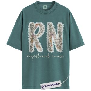 Registered Nurse Shirt, Floral Medical Worker T-Shirt, Cute Healthcare Graphic Tee, Gift for RN Nurses, Comfort Colors Shirt