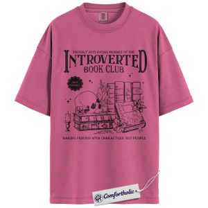 Alternative view of Introverted Book Club Shirt, Funny Anti Social Reader T-Shirt, Gothic Dark Academia Literary Tee, Book Lover Gift for Introverts, Bookworm Comfort Colors Shirt