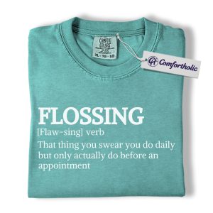 Funny Flossing Definition Shirt, Dental Hygienist T-Shirt, Dentist Office Humor Tee, Cute Dental Assistant Gift for Professionals, Comfort Colors Shirt
