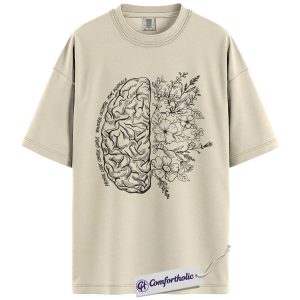 Brain Anatomy Shirt, Floral Neuroscience T-Shirt, Artistic Science Graphic Tee, Cute Medical Student Gift for Doctors & Therapists, Psychology Comfort Colors Shirt