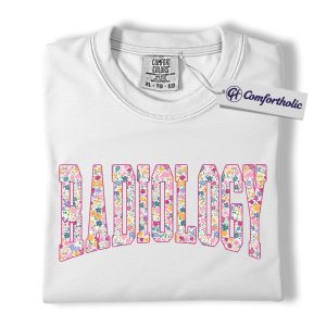 Alternative view of Floral Radiology Shirt, Cute X-Ray Tech T-Shirt, Colorful Radiologic Technologist Graphic Tee, Aesthetic Medical Worker Gift for Rad Techs, Comfort Colors Shirt