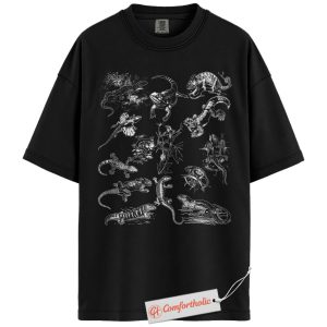 Alternative view of Vintage Reptile Illustration Shirt, Lizard and Gecko Species T-Shirt, Scientific Animal Drawing Graphic Tee, Herpetology Nature Lover Gift, Comfort Colors Shirt