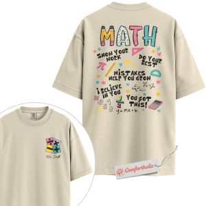 Personalized Math Teacher Shirt, Custom Name Educational T-Shirt, Funny Classroom Graphic Tee, Teacher Appreciation Gift Idea, Math Teacher Comfort Colors Shirt 2-Sided