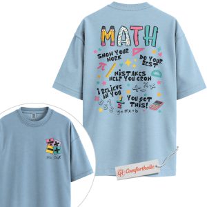 Alternative view of Personalized Math Teacher Shirt, Custom Name Educational T-Shirt, Funny Classroom Graphic Tee, Teacher Appreciation Gift Idea, Math Teacher Comfort Colors Shirt 2-Sided