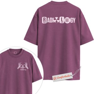 Personalized Radiology Tech Shirt, Custom X-Ray Technologist T-Shirt with Name, Funny Skeleton Hand Heart Graphic Tee, Rad Tech Comfort Colors Shirt 2-Sided