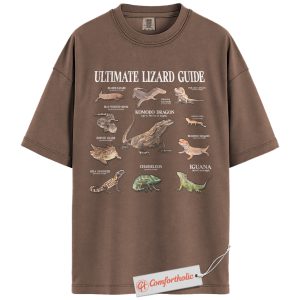 Ultimate Lizard Guide Shirt, Educational Reptile Species T-Shirt, Vintage Komodo Dragon & Chameleon Graphic Tee, Gift for Wildlife Lovers, Lizard Comfort Colors Shirt