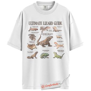 Alternative view of Ultimate Lizard Guide Shirt, Educational Reptile Species T-Shirt, Vintage Komodo Dragon & Chameleon Graphic Tee, Gift for Wildlife Lovers, Lizard Comfort Colors Shirt