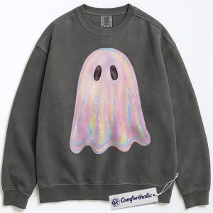 Alternative view of Pastel Ghost Sweatshirt, Cute Rainbow Halloween Sweatshirt, Aesthetic Spooky Season Sweatshirt, Kawaii Ghost Graphic Top, Halloween Comfort Colors Sweatshirt