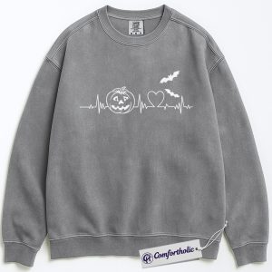 Alternative view of Halloween Heartbeat Sweatshirt, Pumpkin Jack O’Lantern Sweatshirt, Spooky ECG Graphic Sweatshirt, Cute Halloween Gift for Nurses & Fall Lovers, Medical Comfort Colors Sweatshirt