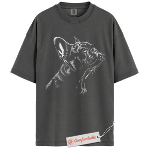 Alternative view of French Bulldog Shirt, Dog Lover T-Shirt, Realistic Sketch Frenchie Graphic Tee, Artistic Pet Portrait Gift, Dog Owner Comfort Colors Shirt