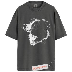 Alternative view of Border Collie Shirt, Dog Lover T-Shirt, Artistic Pet Portrait Graphic Tee, Dog Owner Comfort Colors Shirt