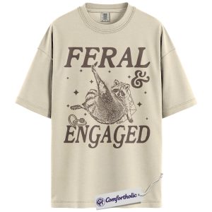 Feral and Engaged Shirt, Funny Raccoon Engagement T-Shirt, Cute Bride to Be Graphic Tee, Bachelorette Party Gift for Animal Lovers, Wedding Comfort Colors Shirt