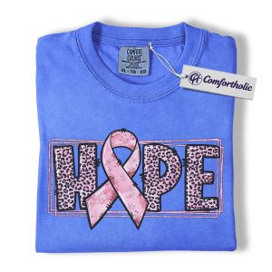 Alternative view of Hope Pink Ribbon Shirt, Breast Cancer Awareness T-Shirt, Leopard Print Support Tee, Inspirational October Gift for Women, Comfort Colors Shirt