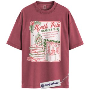 North Pole Readers Club Shirt, Christmas Book Lover T-Shirt, Cozy Holiday Reading Graphic Tee, Festive Literary Gift for Readers, Christmas Comfort Colors Shirt