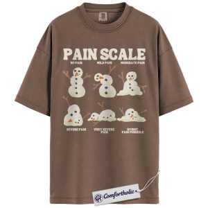 Alternative view of Pain Scale Snowman Shirt, Funny Nurse Christmas T-Shirt, Medical Humor Holiday Graphic Tee, Cute Winter RN Gift for Healthcare Workers, Christmas Comfort Colors Shirt