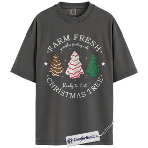 Alternative view of Farm Fresh Christmas Tree Shirt, Cute Holiday Dessert T-Shirt, Funny Frosted Cake Tree Graphic Tee, Sweet Foodie Gift for Christmas, Christmas Comfort Colors Shirt
